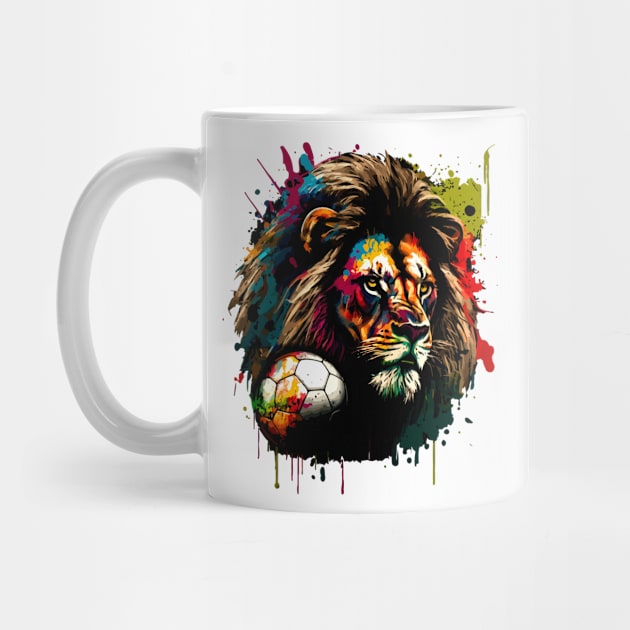 Africa Lion Sports Player Soccer Futball Football - Graphiti Art Graphic Trendy Holiday Gift by MaystarUniverse